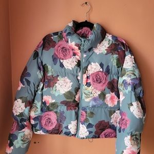 JustFab Floral Puffer Jacket